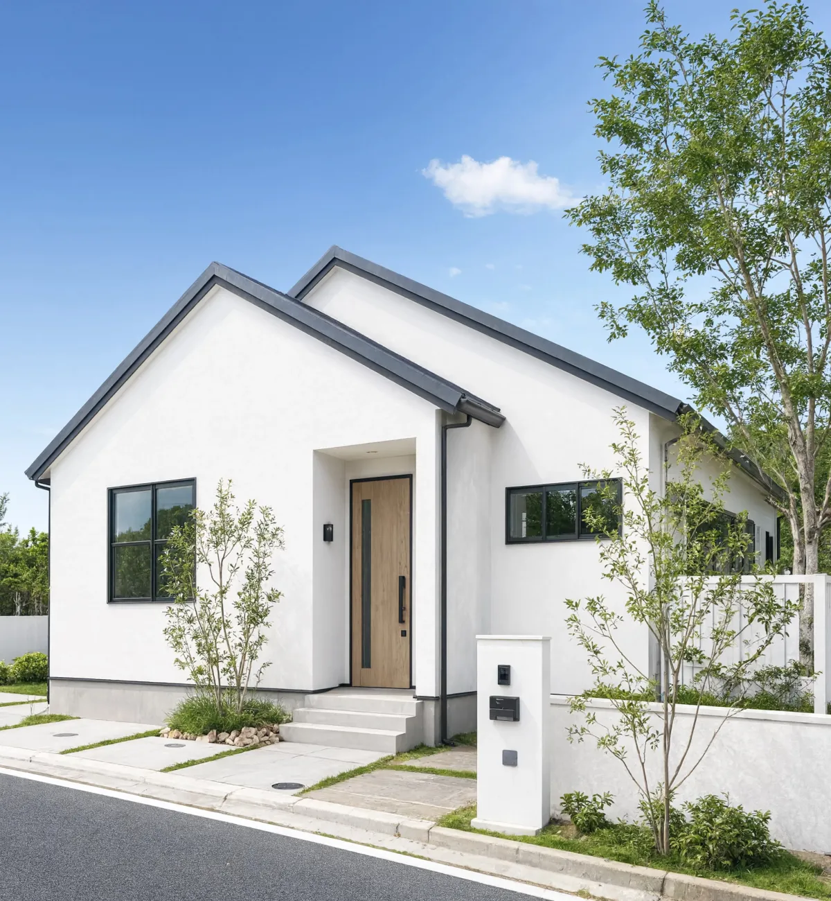 外壁塗装施工後の戸建て住宅